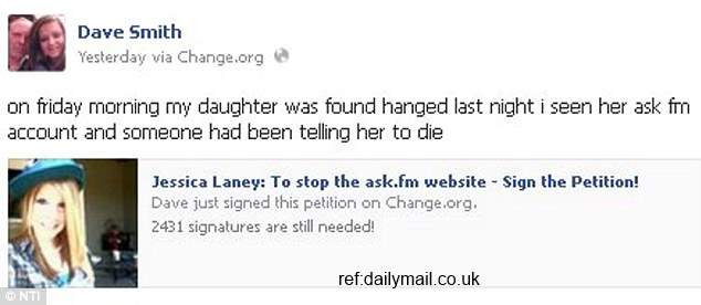 Hannah Smith father Dave Smith announces to FAcebook of suicide