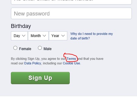 FAcebook sign up