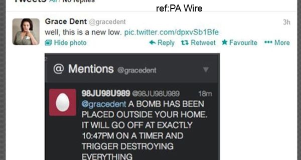 grace dent twitter page, bomb threat hoax